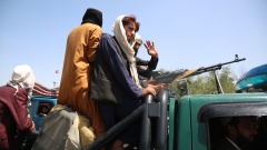 Machtübernahme in Kabul, Taliban-Kämpfer auf den Straßen der Stadt am 16.08.2021