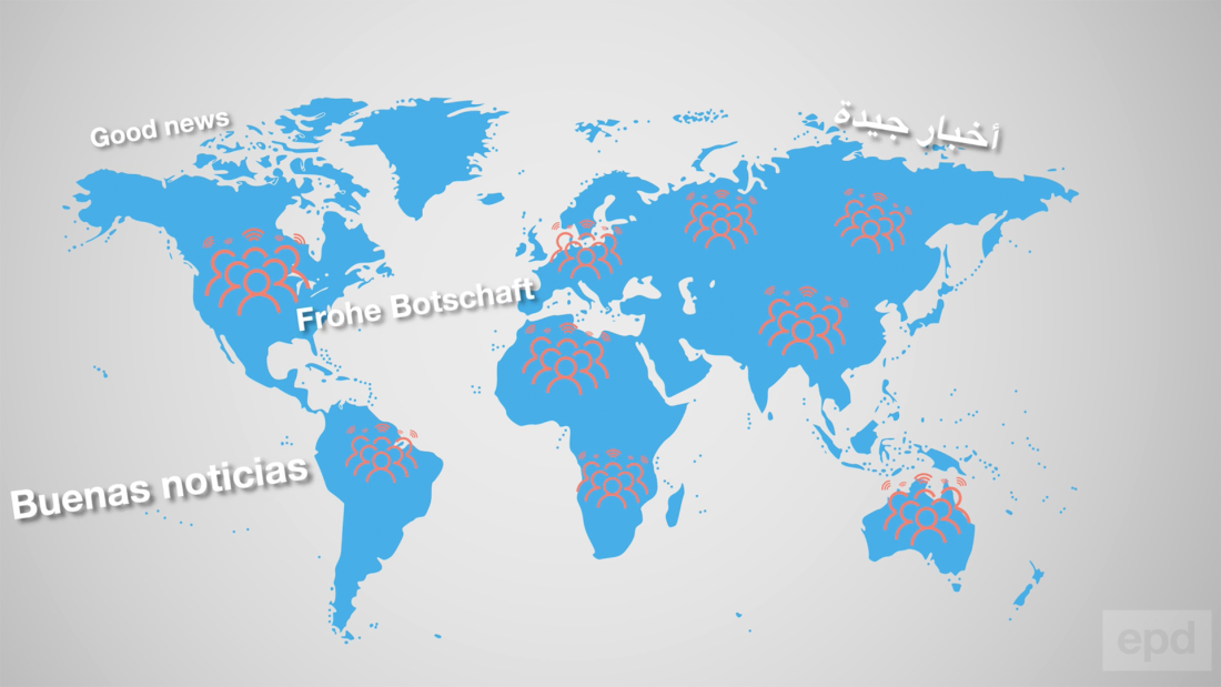 Weltkarte mit unterschiedlichen Sprachen