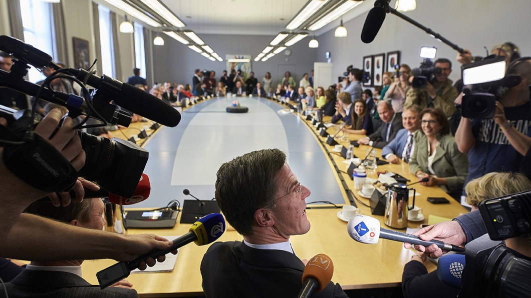 VVD-Chef Mark Rutte und Halbe Zijlstra beim ersten Treffen der VVD nach den Wahlen mitte März 2017