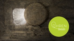 Jesus Grab mit Stein und Lichtblick