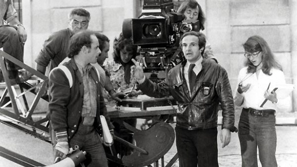 Francois Truffaut am Set von »Die amerikanische Nacht« (1973)